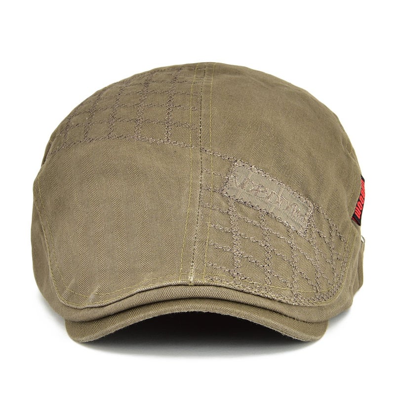 VOBOOM Men Cotton Adjustable Newsboy Beret Ivy Cap Cabbie Flat Hat (Dark Brown) - Image 2